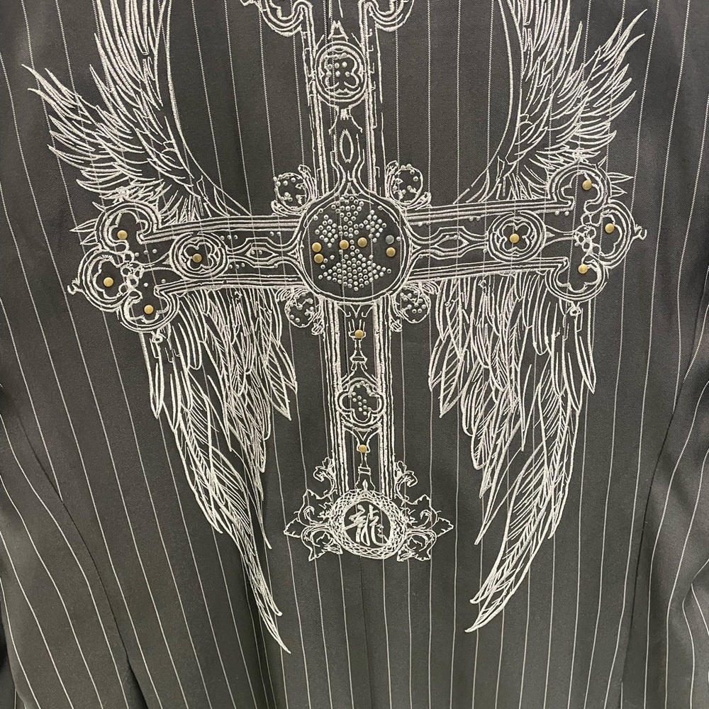 cross wings sports Blazer for singer and musician or performers. Black pin strip